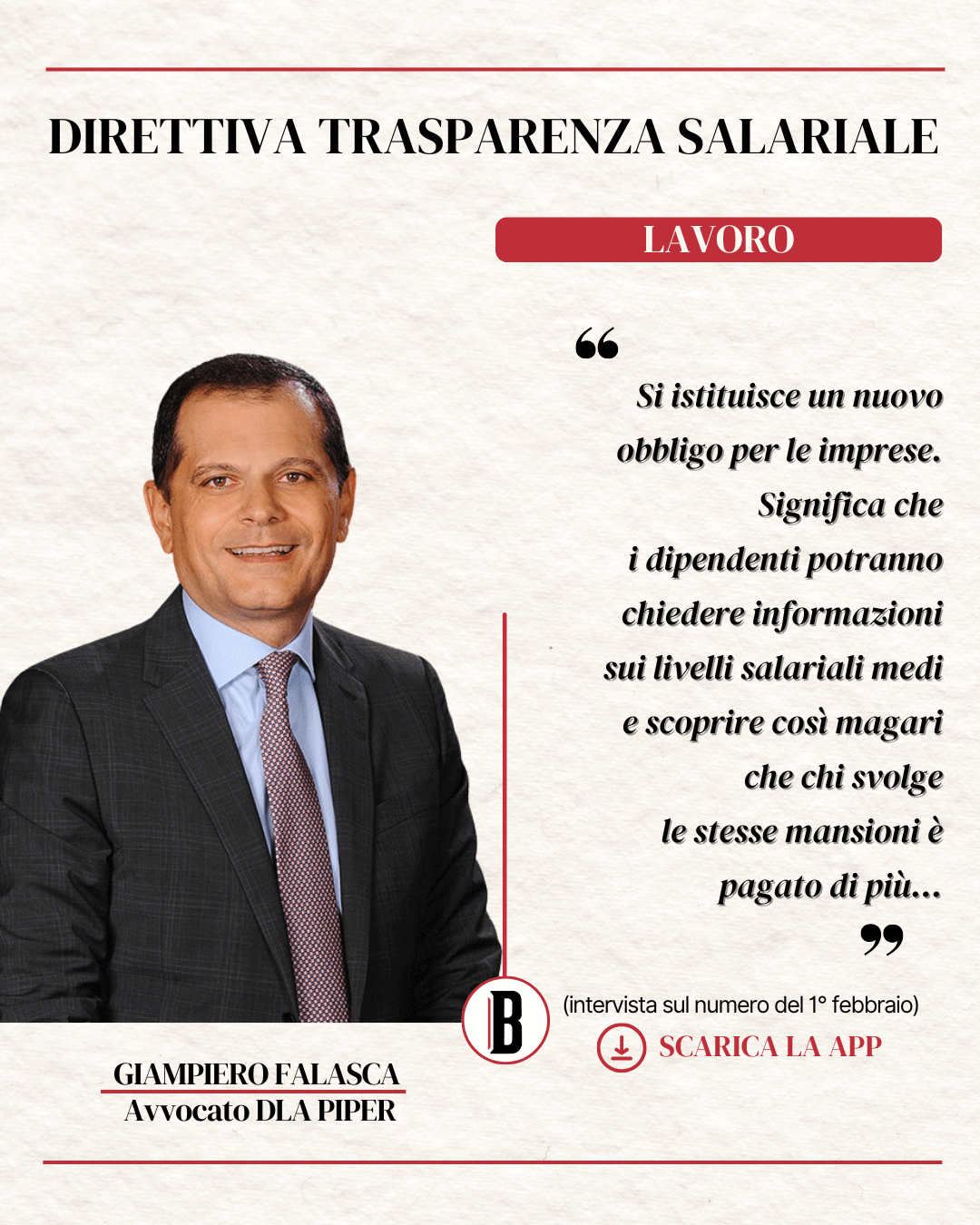 Trasparenza salariale, Falasca, DLA Piper Italia: «Il lavoratore potrà chiedere un risarcimento»